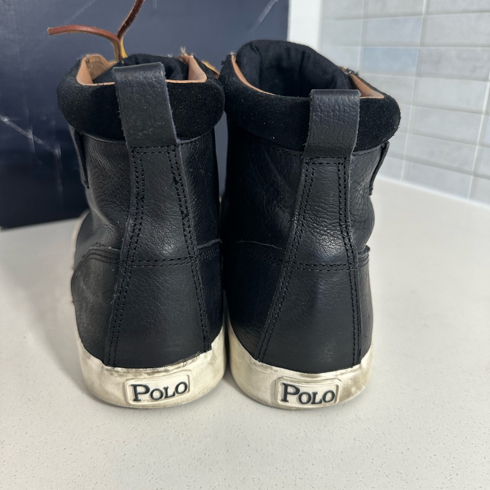 #2743 Polo Ralph Lauren Tedd Black Leather Hi Fashion Sneakers Men's Sz 12D - Picture 6 of 9
